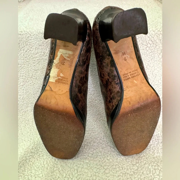 d’Rossana by Charna Leather Vintage platform heels Made in Italy size 7M EUC - Picture 12 of 14
